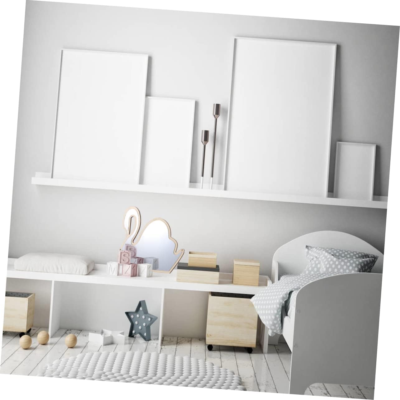 Swan Shape Wooden Mirror Safe Boy Girl Mirror for Boys and Girls Room Decor Easy Install