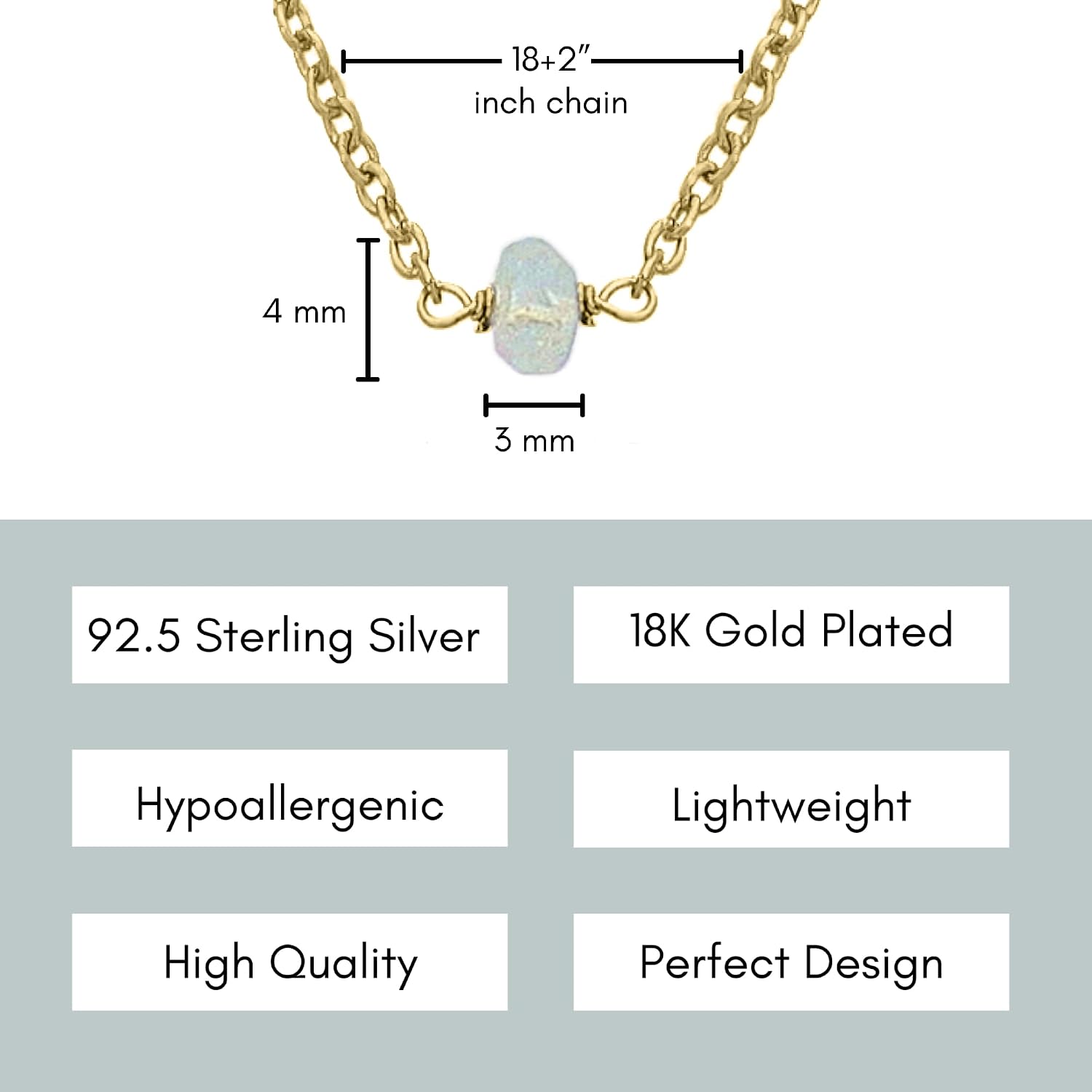 Moonstone Necklace for Women, Premium Gold Minimalist Necklaces - Tarnish Free 18K Gold Vermeil Certified S925 Classic Gold Jewelry for Women - Mothers Day Gifts for Mom