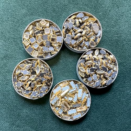 Image of Embroiderymaterial Combo Pack of Flat Back Glue On Kundan Stone Beads for Jewellery Making, Craft, Embroidery, Embellishment, Toran Making, Aari Work, Bangles Making (500 Pieces, Silver)