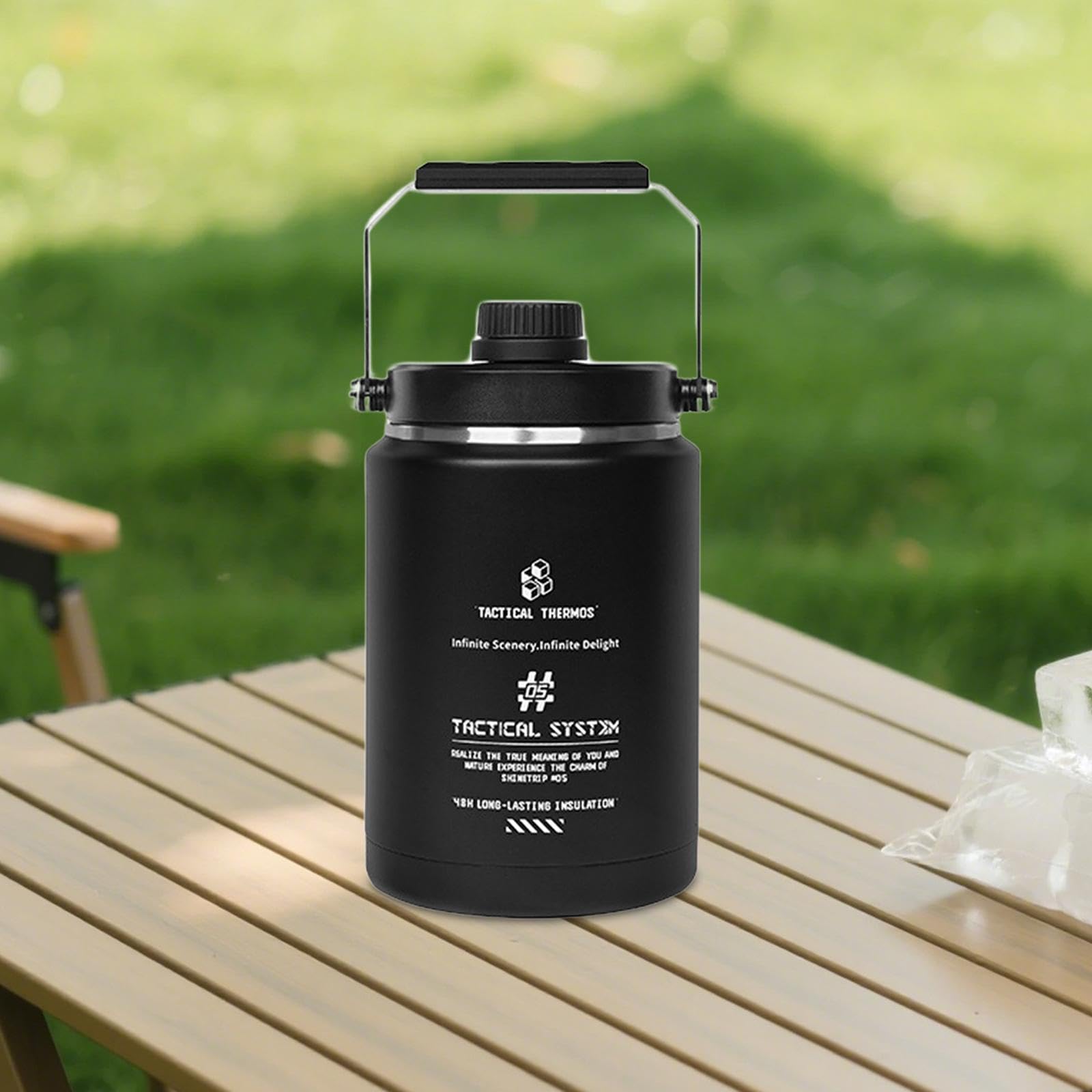 Botella de Agua Isotérmica, Jarra para Hielo, Ideal para Té, Aislamiento Al Vacío, Perfecta para Usar Al Aire Libre, Negro, tal como se describe