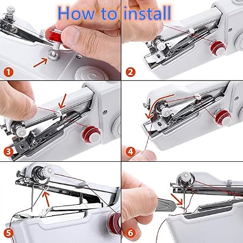 29 Pcs Handheld Sewing Machine, Mini Sewing Machines, Hand Cordless Sewing Tool,Easy-to-operate, More Friendly to the Handicapped, Portable Sewing Threads Kit for DIY Fabrics Clothes Home Travel - Thumbnail 3