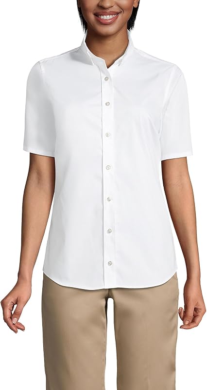 Uniforme escolar para mujer Camisa elástica de manga corta No Gape
