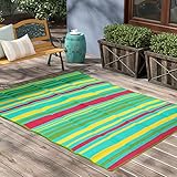 Reversible Mats - Indoor/Outdoor Plastic Straw Rugs, Modern Outdoor Area Rug for Patios Clearance, Outside Mat for RV Camping, Picnic, Beach, Backyard, Deck, Trailer (5' x 6.5')