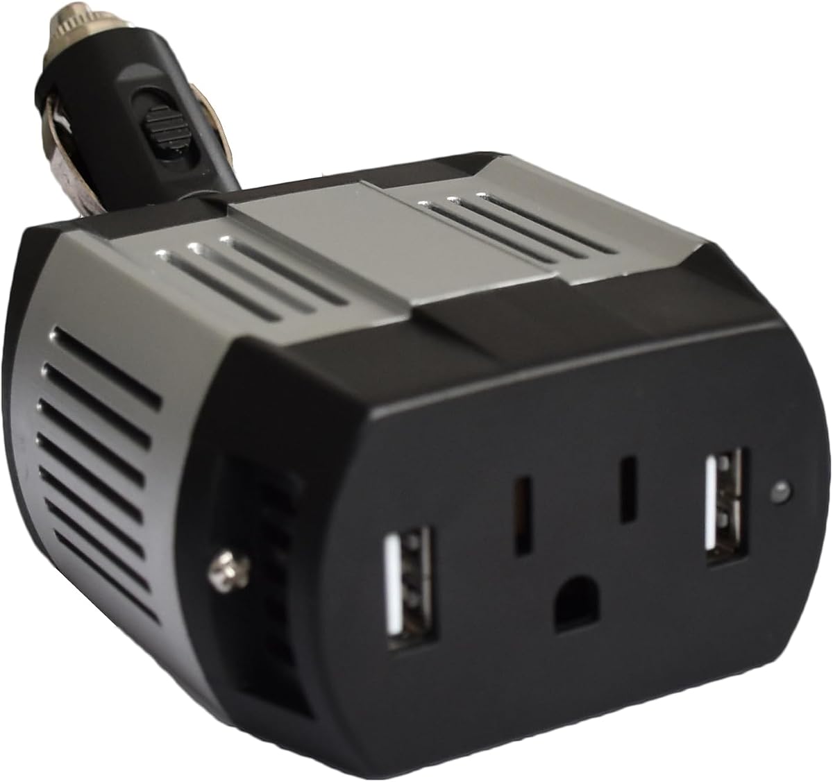 Modified Sine Wave Power Inverter 100W Rated with 300W Surge Power with Dual USB Output and Adjustable Cigarette Lighter Plug (Silver)