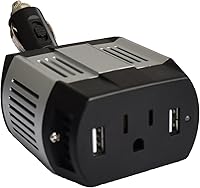 Fit4Less 100W Modified Sine Wave Car Power Inverter, 300W Surge, Dual USB Ports, Adjustable Cigarette Lighter Plug - Silver