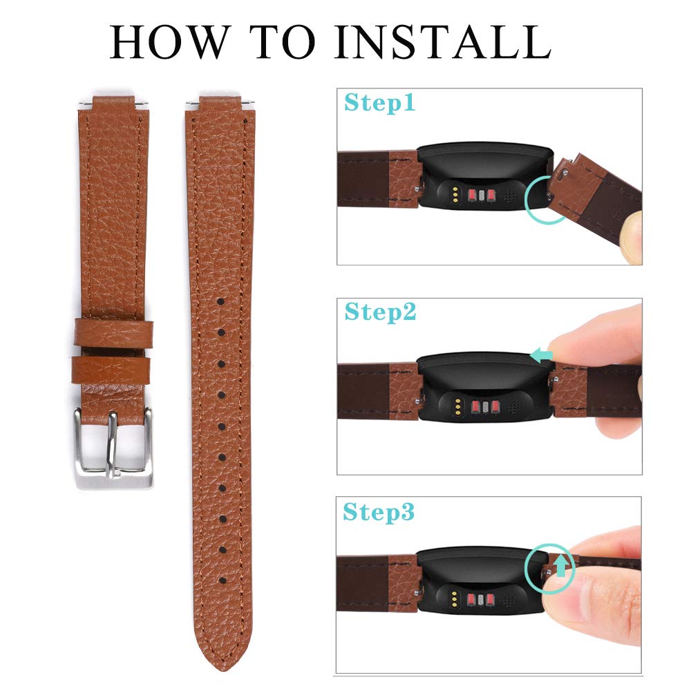Correas de cuero genuino compatibles con Fitbit Inspire 3/Inspire 2/Inspire HR/Inspire, correas deportivas suaves ajustables de repuesto para mujeres y hombres (02) 3