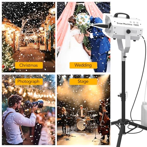 Image of Snow Machine for Party, 1500W Outdoor Snow Maker With LED Remote Control