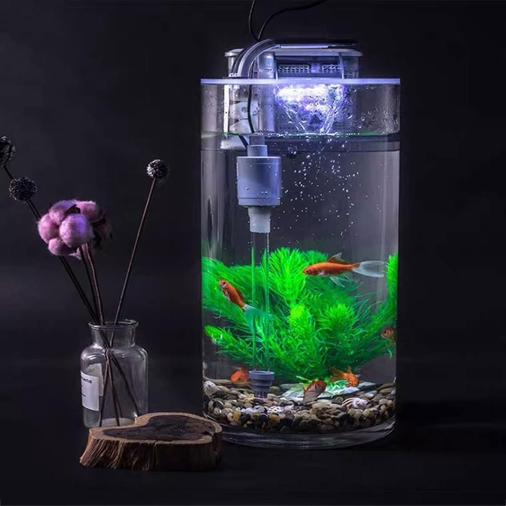 Fish Tabk Clear Glass Cylindrical Table Top Home Aquarium for Lazy People Without Changing Water Ecological Goldfish Tank Cool Fish Tank