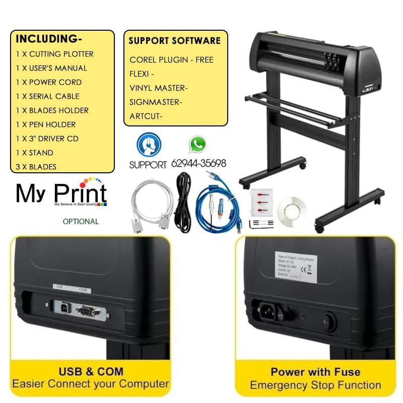 Image of MY PRINT | Radium STICKER CUTTING PLOTTER | Number Plate | Wall Sticker | HTV, PUFF, HD Vinyle Cutting | Heavy Duty Cutting plotter | Customise Work For Business Products | With STAND & Online Insatallation Guide