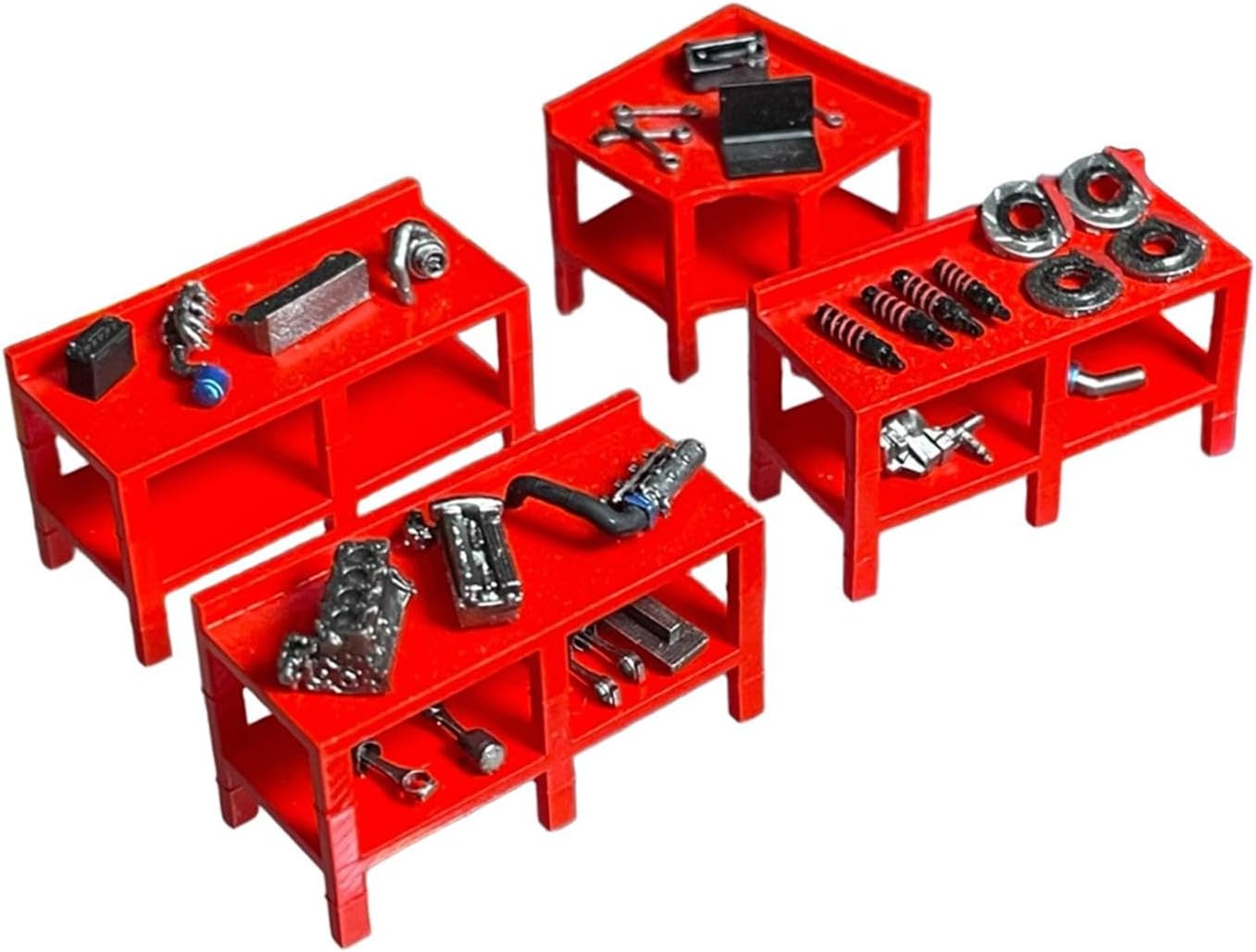 1/64 Scale Garage Tool Set, Miniature Auto Repair Diorama Accessories, Hand-Painted Workshop Scene Props for Model Cars