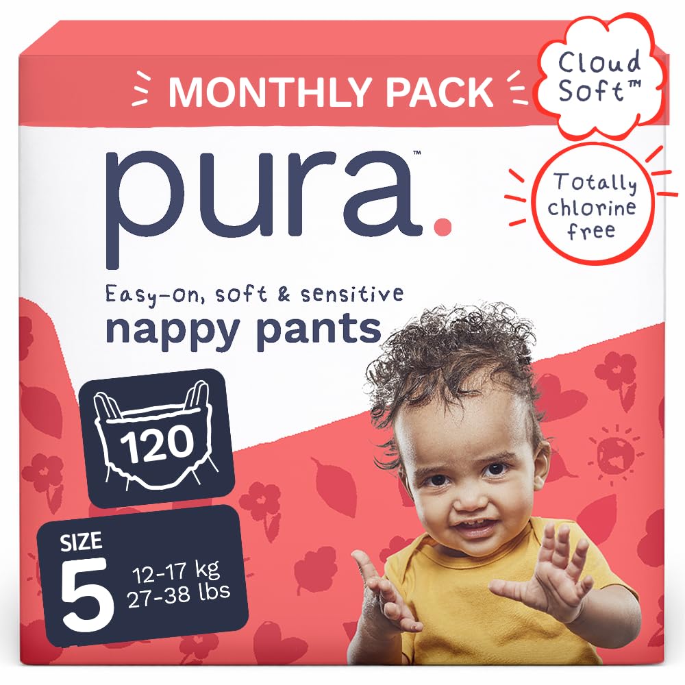 Pura Nappy Pants Size 5 (12–17kg) 120 Count Sensitive Skin