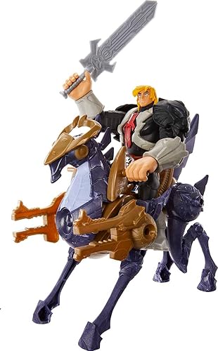 Miniatura 5 de Masters of the Universe Vehículo y figura de criatura, Stridor, Savage Eternia coleccionable de superhéroe y corcel, regalo de juguete