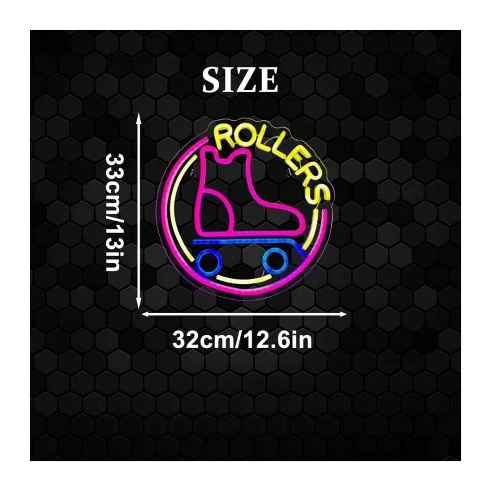 Luz de Diseño de Digital Letrero De Neón Para Patines, Decoración De Pared Con Luz LED, Sala De Juegos Deportivos Alimentada Por USB, Fiesta En La Cueva Del Hombre, 32cm×33cm