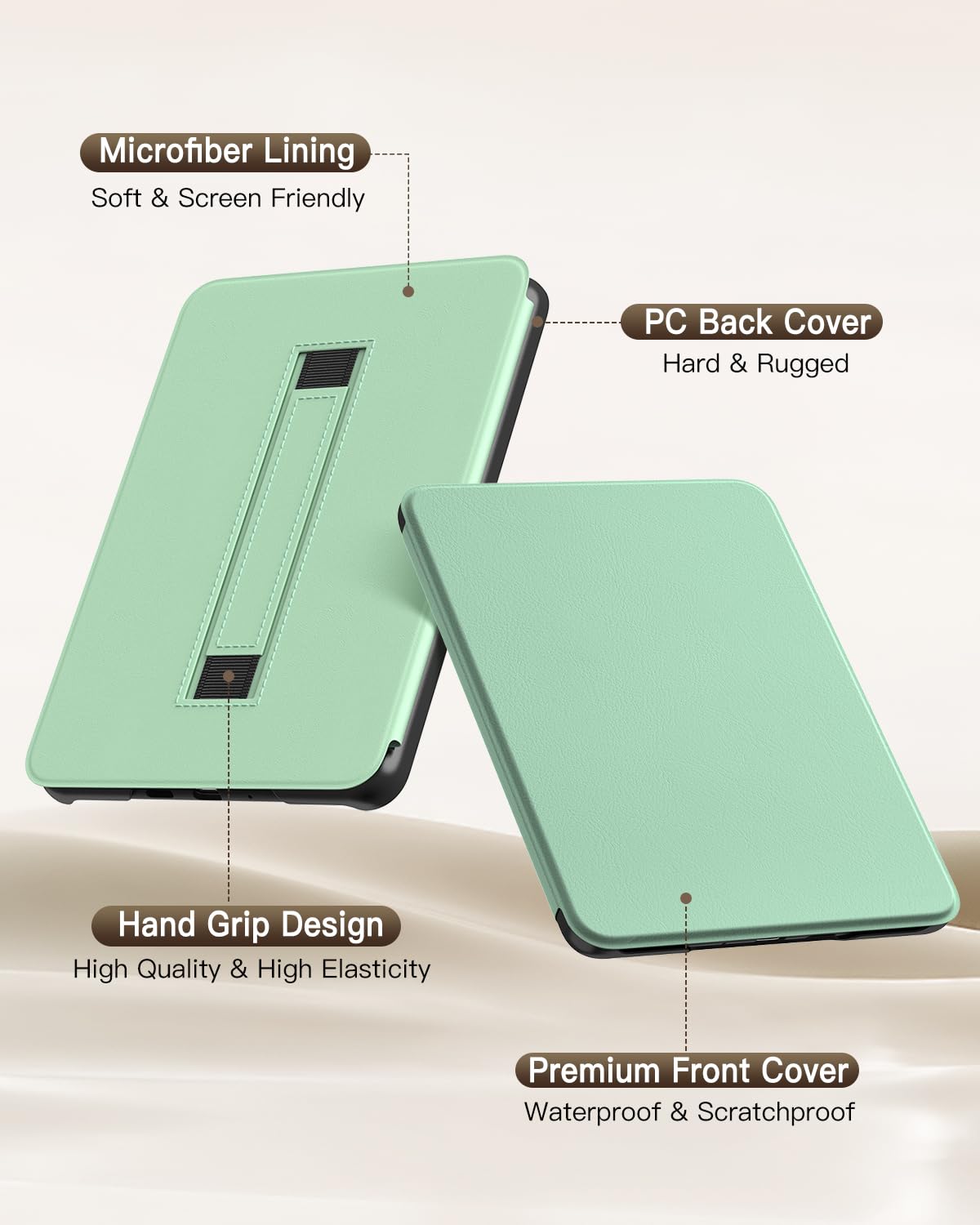 MoKo Custodia Compatibile con 7" Kindle Paperwhite 12th Gen 2024 e Kindle Colorsoft Signature Edition 2024, Custodia Leggera con Cinghia Auto Wake/Sleep, Verde Agave