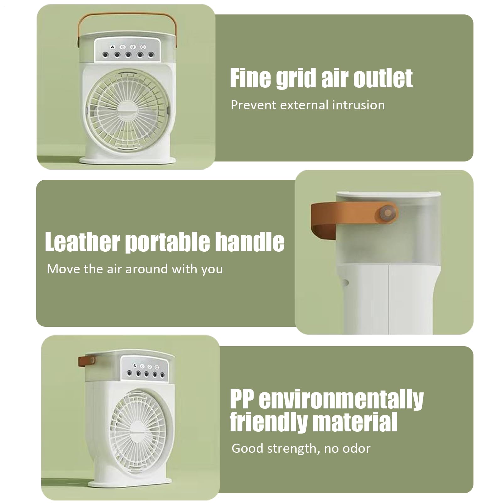 Generico Ventilatore Nebulizzatore Portatile,Ventilatore Nebbizzatore ad Acqua - Ventilatore ad Aria con 5 Ugelli e Serbatoio 600ml per Esterno Spiaggia Casa Yoga Usi