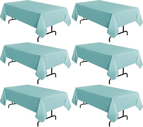 Miniatura 121 de sancua - Manteles blancos rectangulares, paquete de 8 manteles para mesas de 6 pies - Fundas de mesa lavables de poliéster para bodas, fiestas de