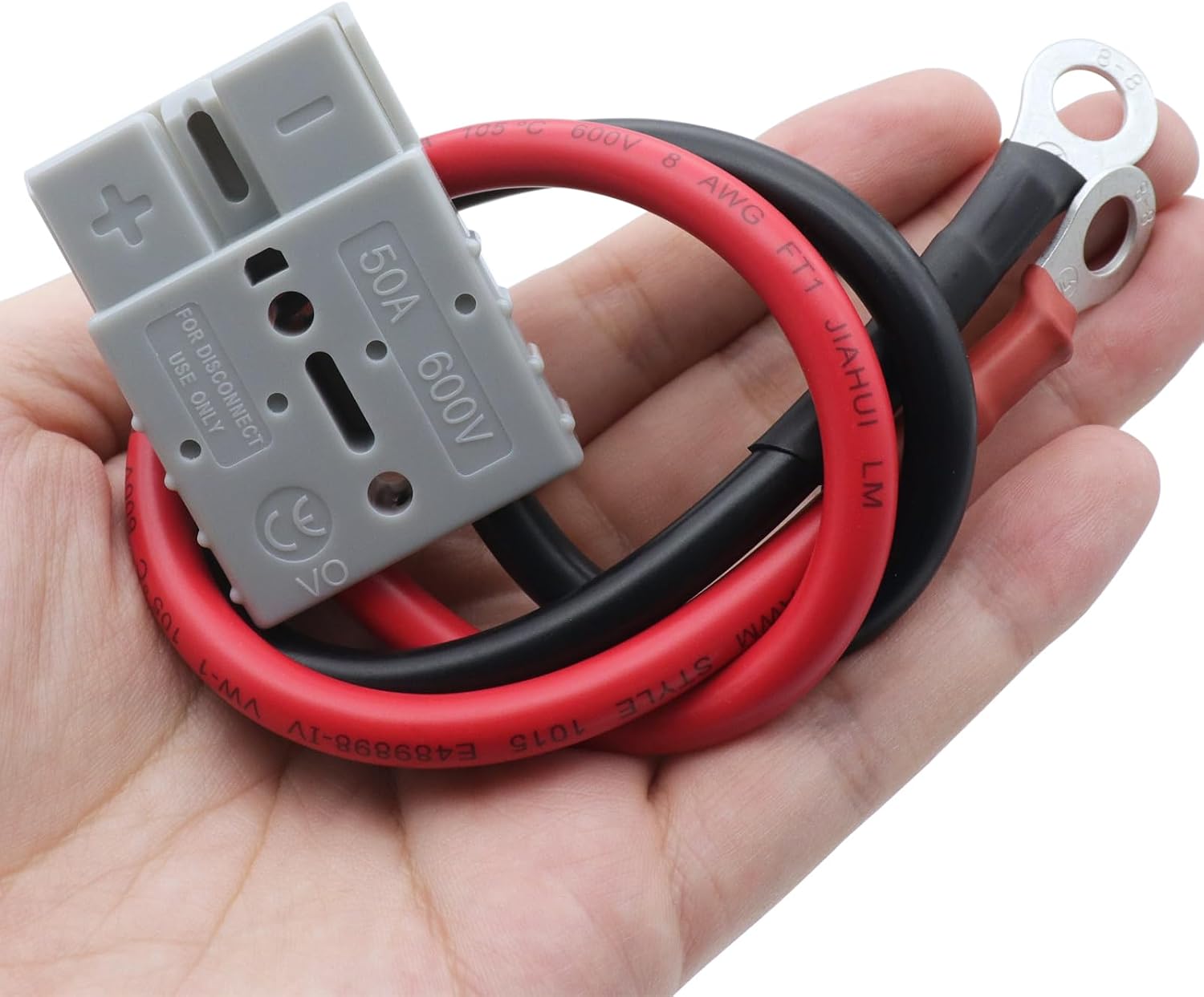 50A 600V Anderson Connector Plug with O-Ring Battery Connector Cable 8AWG 30cm (11.81inch) Cable Battery Quick Connector Forklift Plug Wire Trailer Power Storage Harness Power Forklift