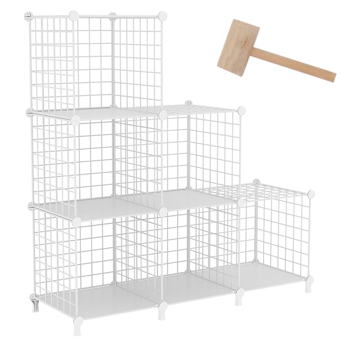 Buy AWTATOS Wire Cube Storage Metal Grids 6 Cubes Bookshelf Bookcase