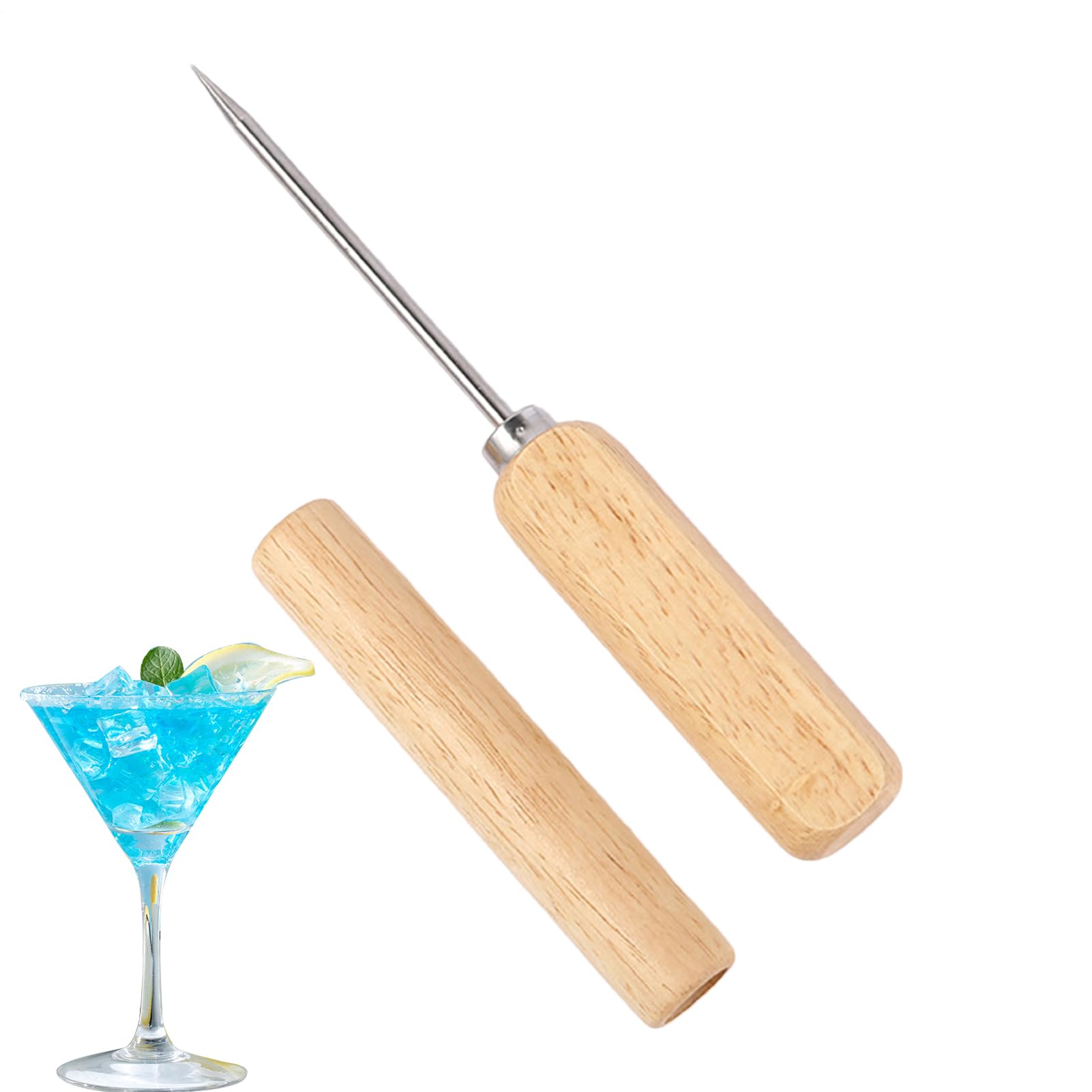 Generico Picchetto per Ghiaccio | Picchetto in Acciaio con Manico Legno per Rompere Ghiaccio | per Cocktail Bartending Frigorifero Bar Banchetto | Bartender