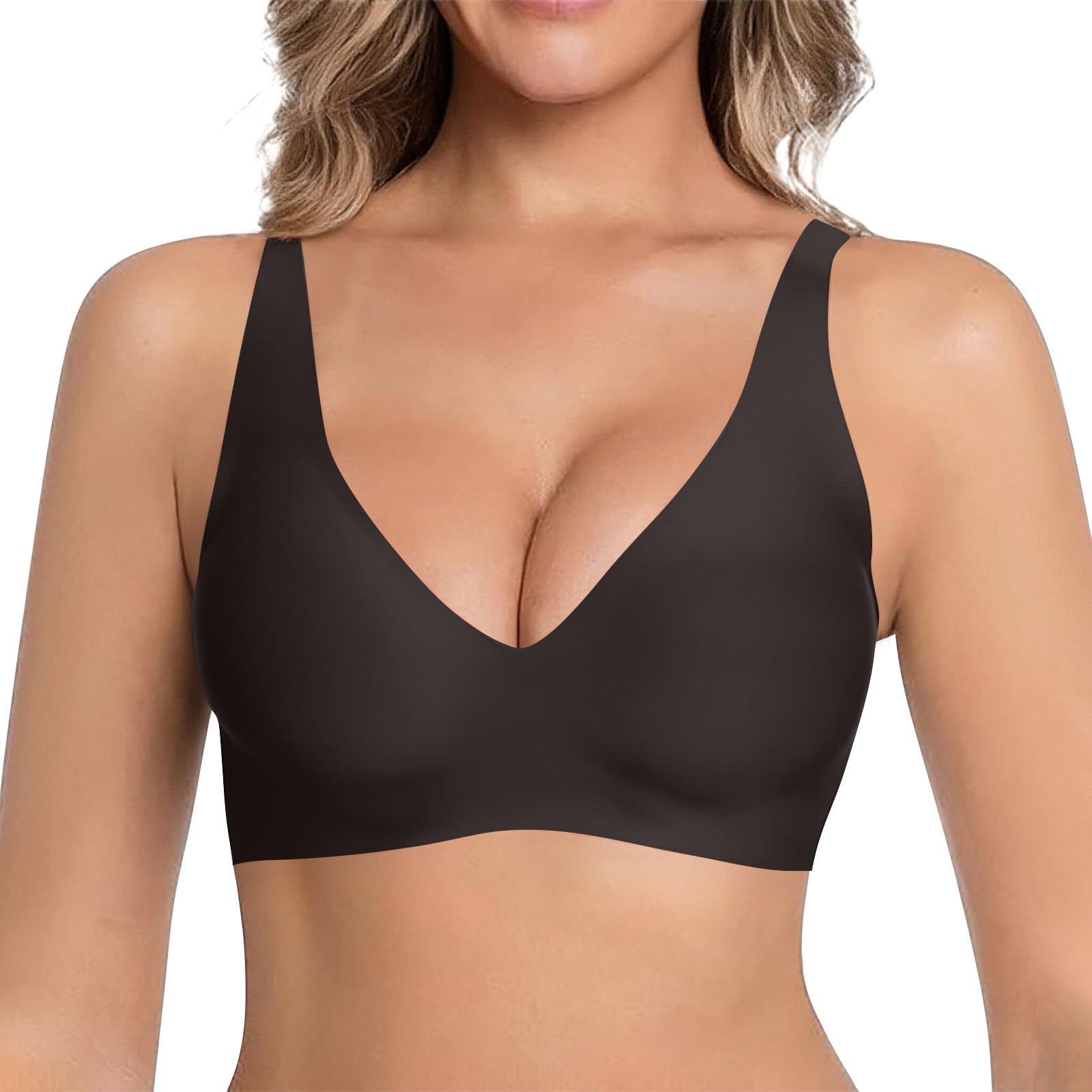 Jelly Bras for Women Deep V Wireless Push Up Leopard Bra Lift Supportive Full Coverage No Underwire Seamless Jelly Bras Plunge Bralette Comfort Adjustable Straps Everyday T-Shirt Shapecurve Bra — view 22