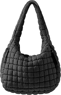 ASWACA Puffer Quilted Tote Bag for Women Nylon Crossbody Bags Puffy Purse Hobo Large Shoulder Bag Trendy