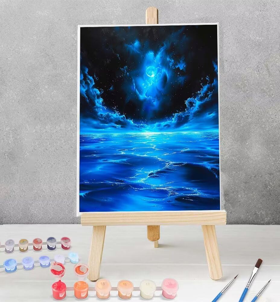Aimaor Dipingere con i Numeri per Adulti,Rose Luna Paint by Numbers Kit per Bambini Fai da Te Pittura a Olio su Tela,con Pennelli e Pigmento Acrilico per Decorare la Casa Regalo Senza