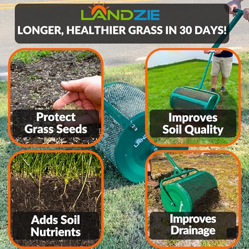 image for LANDZIE - The Original 24 Inch Compost and Peat Moss Spreader Roller -