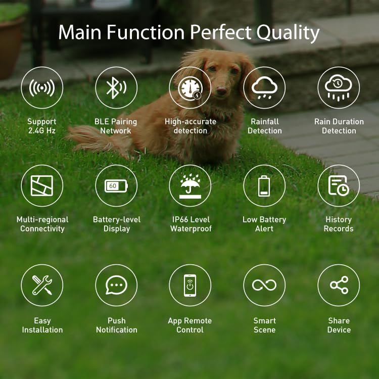 Digital Rain Gauge Outdoor, WiFi Wireless Rain Gauge Real-Time Battery Level Alert High Precision Electronic Remote Rainfall Rain Duration Detection for Yard