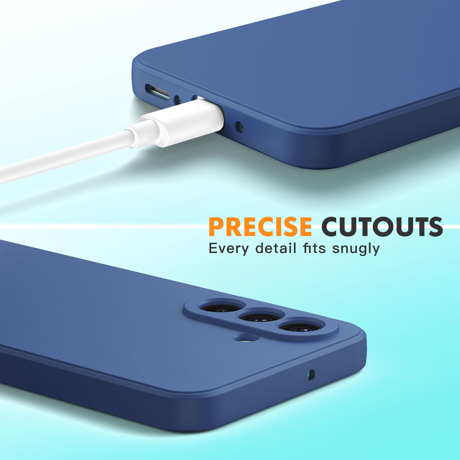 Byvuwiay Cover per Samsung Galaxy A26 5G con 2 Vetro Temperato Pellicola Protettiva, Custodia in TPU Ultra Sottile Antiurto Anti-Scratch Case, Blu