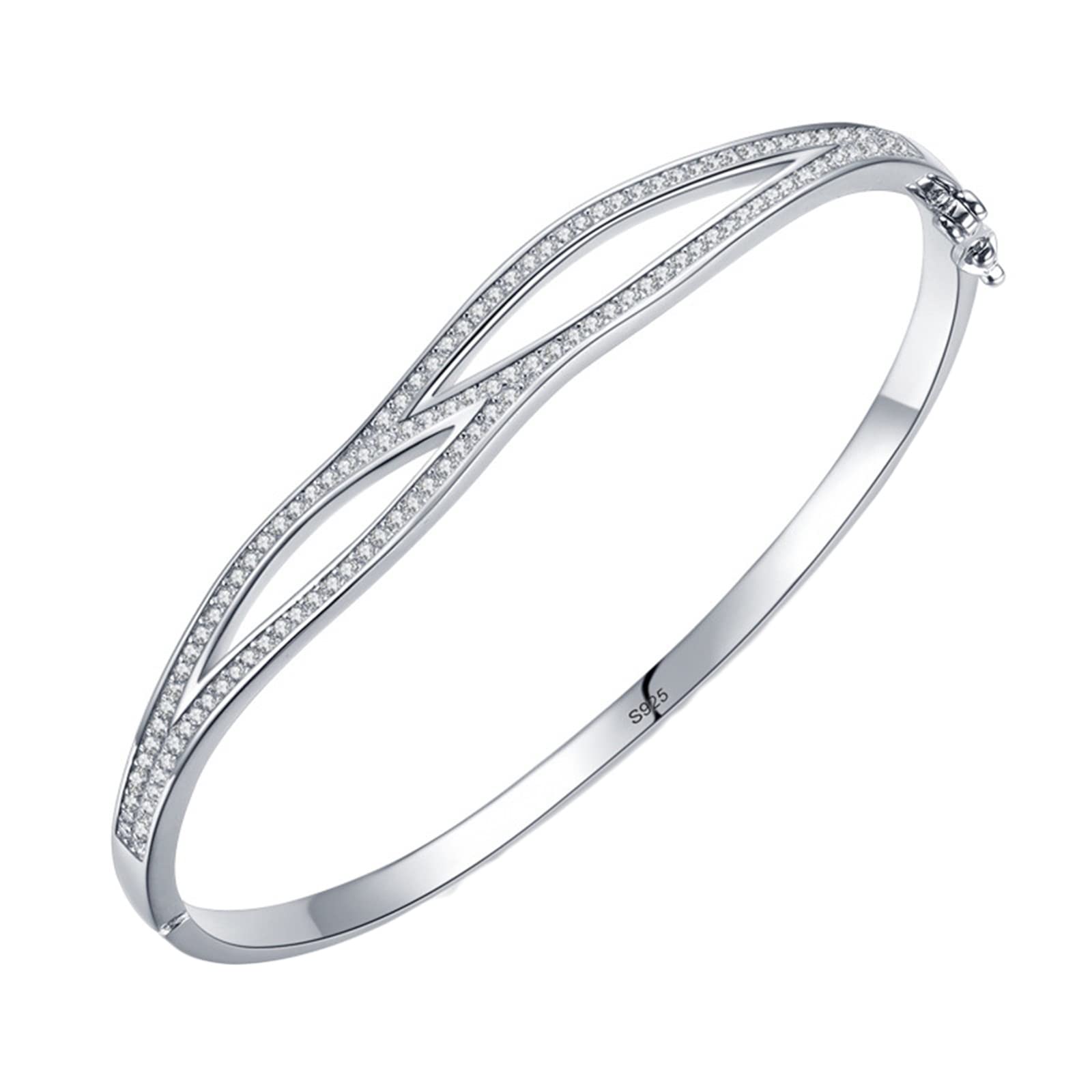 HLTYGWX Bracciale da Donna in Argento Sterling, Braccialetti dell'amicizia con zirconi a Doppia Croce