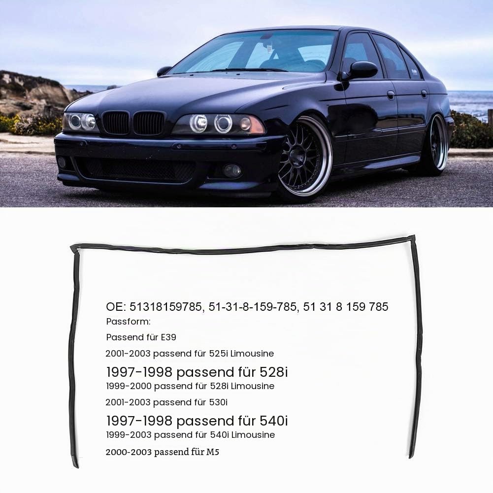 Aramox Heckscheibe Zierleiste Gummidichtungsleiste Autoersatz Kompatibel mit E39 525i 530i 540i OE:51 31 8 159 785