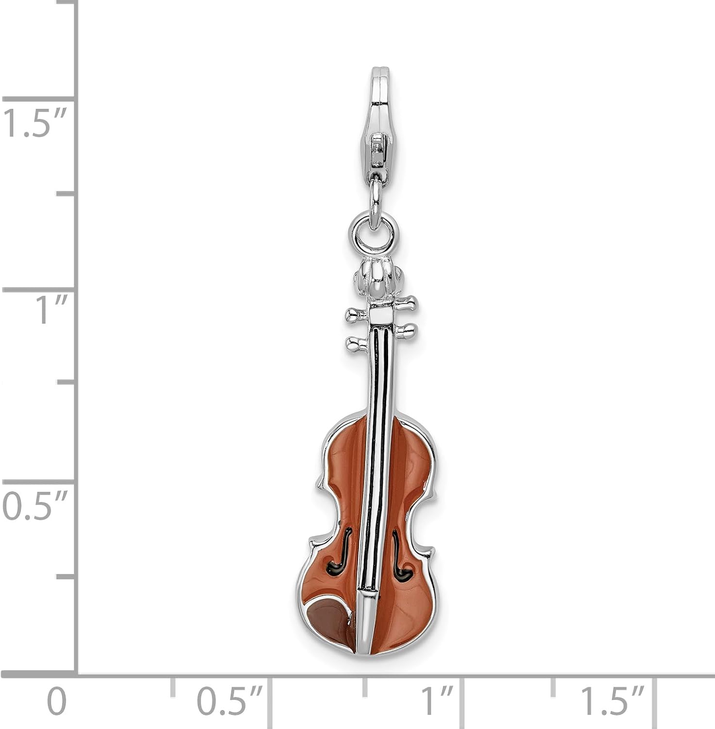 Amore LaVita Sterling Silver Enameled 3-D Viola with Lobster Clasp Charm