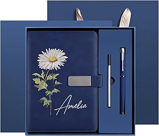 Personalized Notebook with Pen and Gift Box - A5 Lined PU Leather Journa...