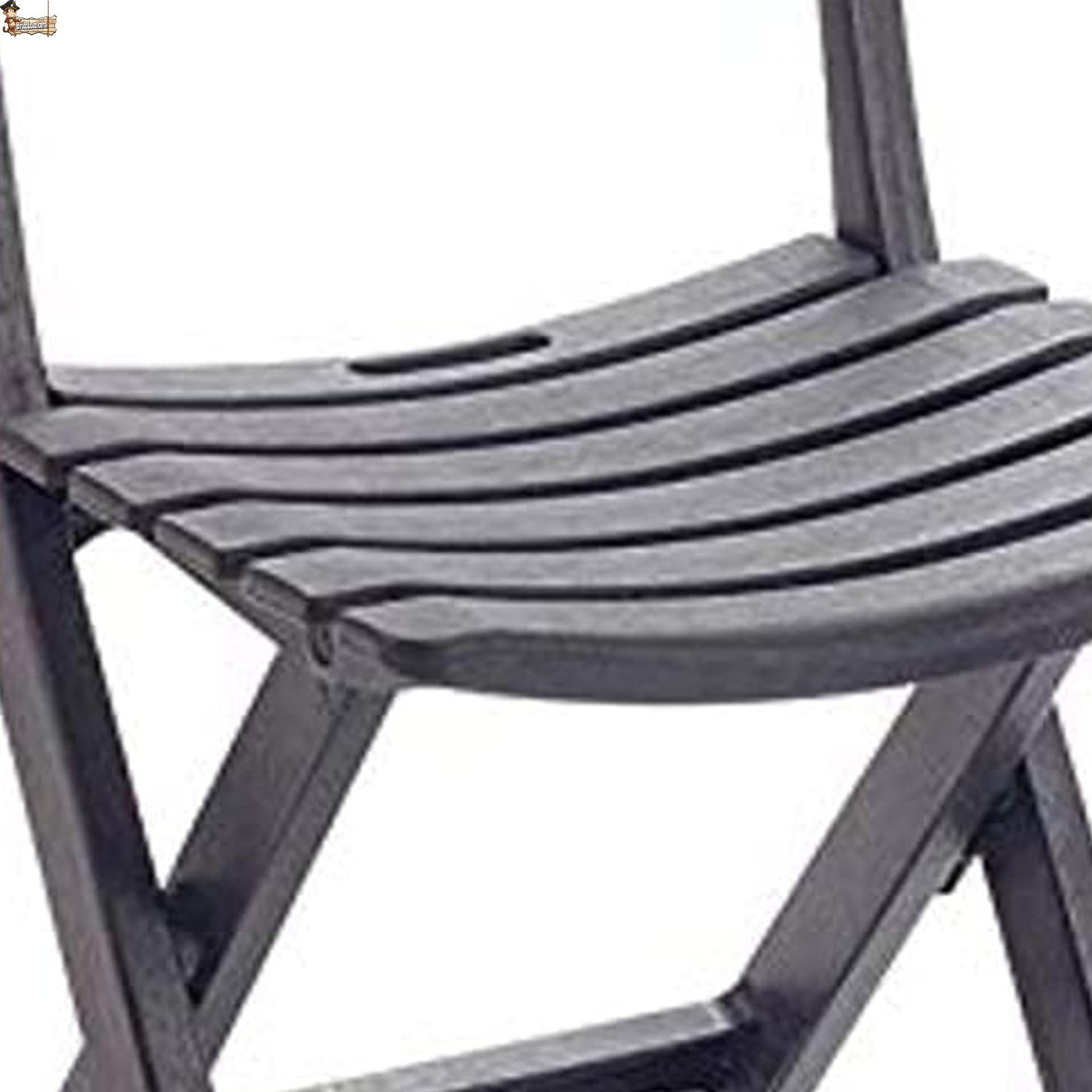 BricoLoco Conjunto 4 Silla Plegable Ligera plástico. Camping, Playa jardín, terraza, balcón. Fabricada en Resina Acabado imitación Madera. Interior y Exterior. (Antracita)