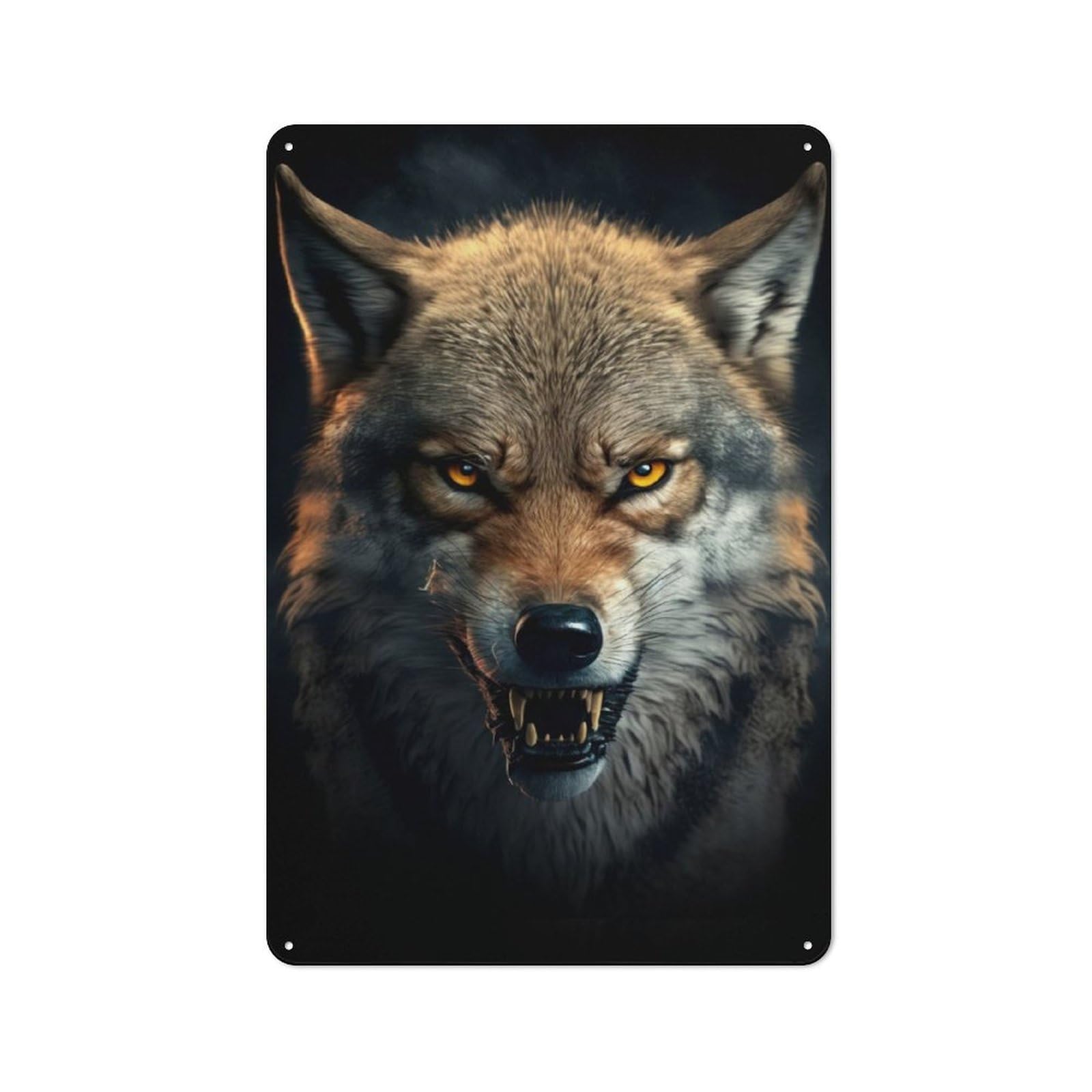 Junmoney Wolf Generative Ai Tin Wall Plaque 30X20cm With For Pub Or Café, For Hospitality Wall Decor Collectors
