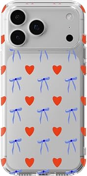 iPhone 17 Pro Max ile Uyumlu Kalp ve Kurdele Desenli  effaf Telefon K l f