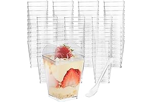 50 Pack 5 oz Plastic Dessert Treat Cups with Lids and Spoons