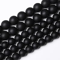 Vista 1 de 60 cuentas redondas sueltas de ágata negra natural mate de 0.236 pulgadas para fabricación de joyas, bricolaje y pulseras, piedra curativa de Ágata