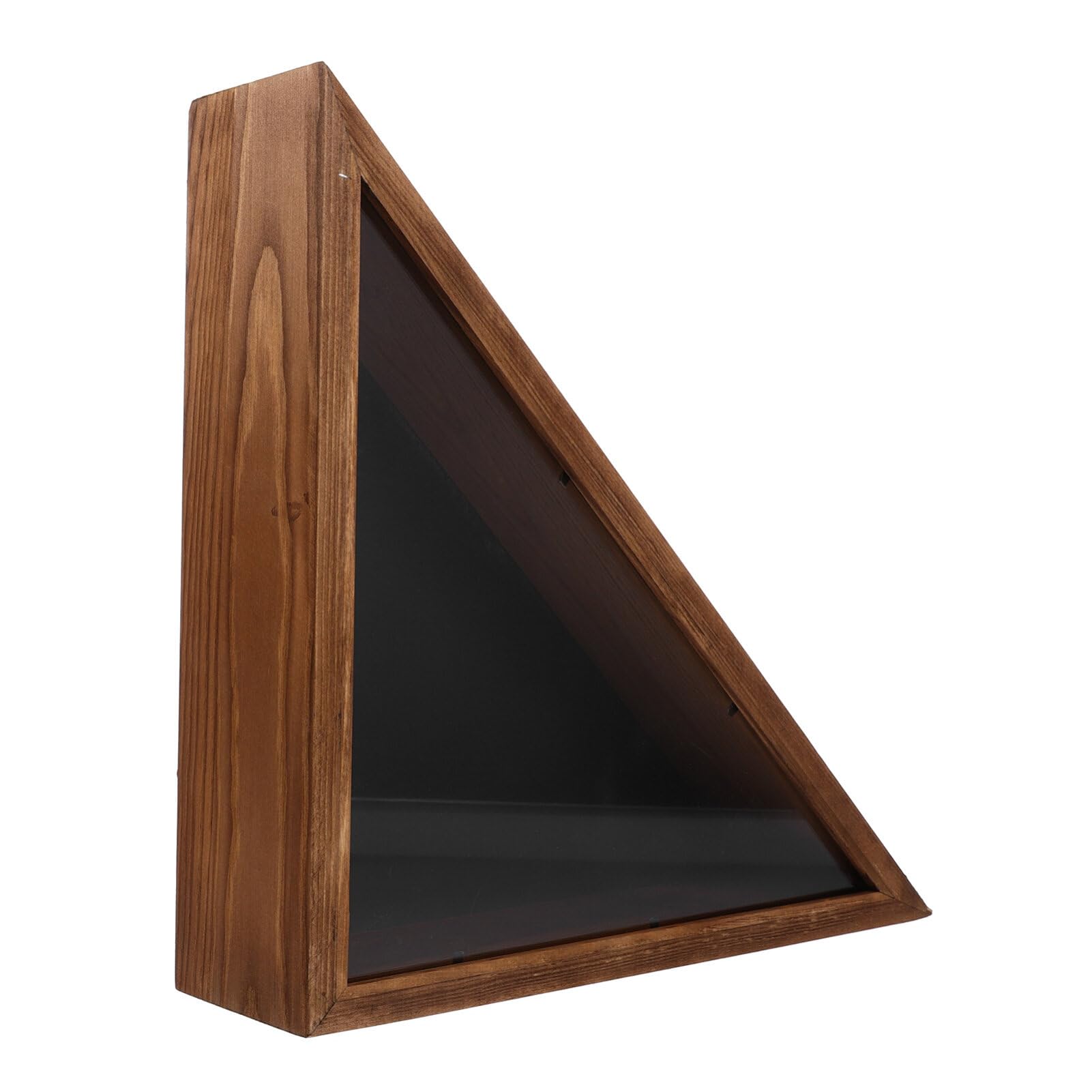 LALAFINA Flag Display Case Triangle, Wood Burial Flag Wall Mounted Flag Box, Memorial Flag Holder Container Funeral Flag Frame Shadow Box for Badges Medal