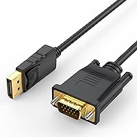 Vista 9 de Cable DisplayPort a VGA de 6 pies, paquete de 2 puertos de pantalla DP a VGA, cable adaptador macho a macho de video HD 1080P para computadora