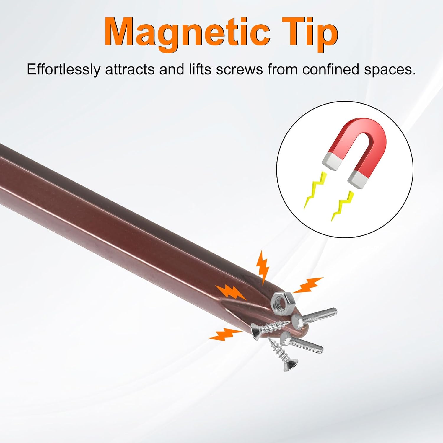 HARFINGTON PH4 Phillips Screwdriver #4 12.99" Magnetic Screwdrivers 5.12" Heat-Treated S2 Alloy Steel with Ergonomic Handle for DIY Repairing, Red Brown