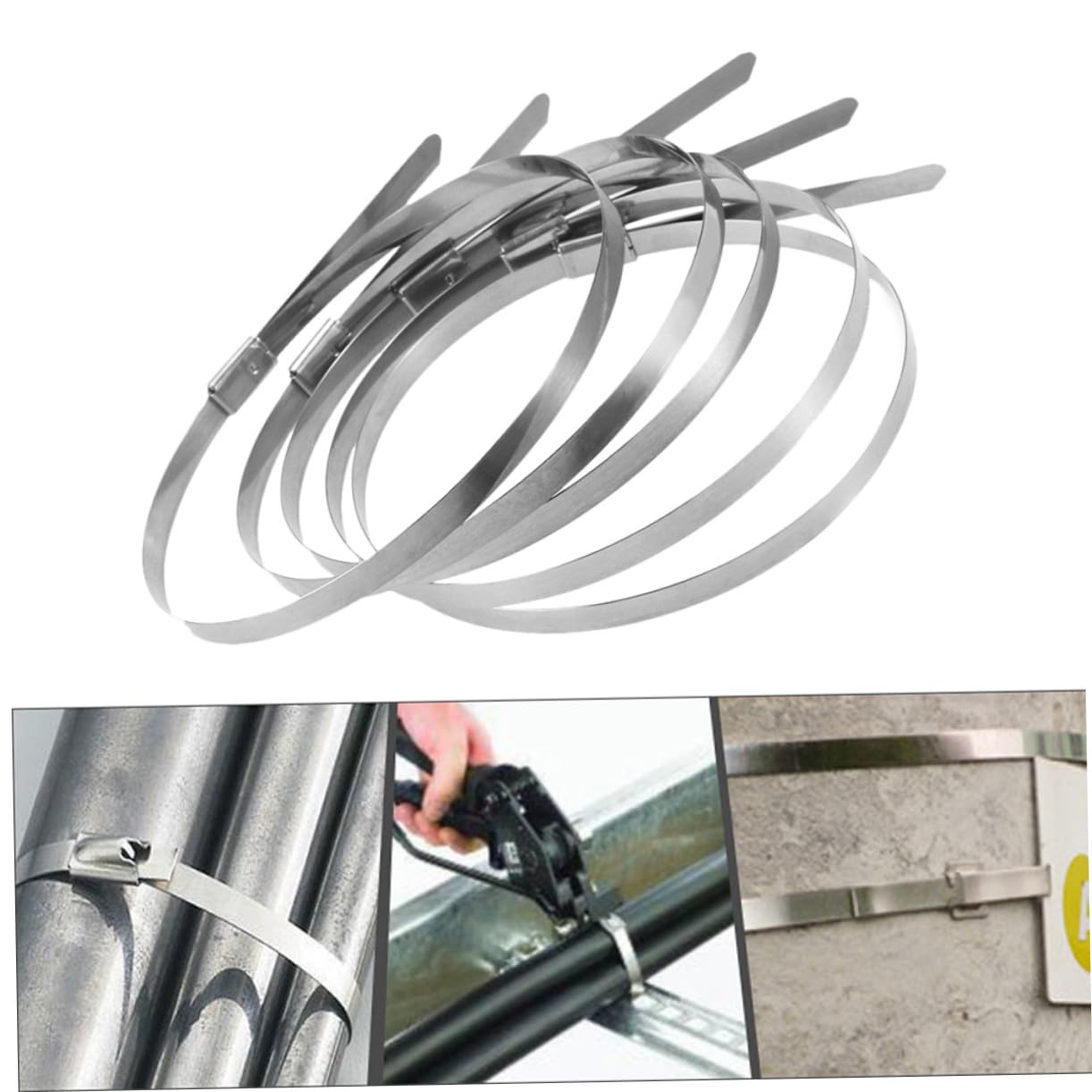 200 pezzi Fascette Autobloccanti in Acciaio Resistente Confezione da 200pcs Resistenti a Calore Chimici e Corrosione per Tubi di Scarico Cablaggi Industriali Nautici e Automotive