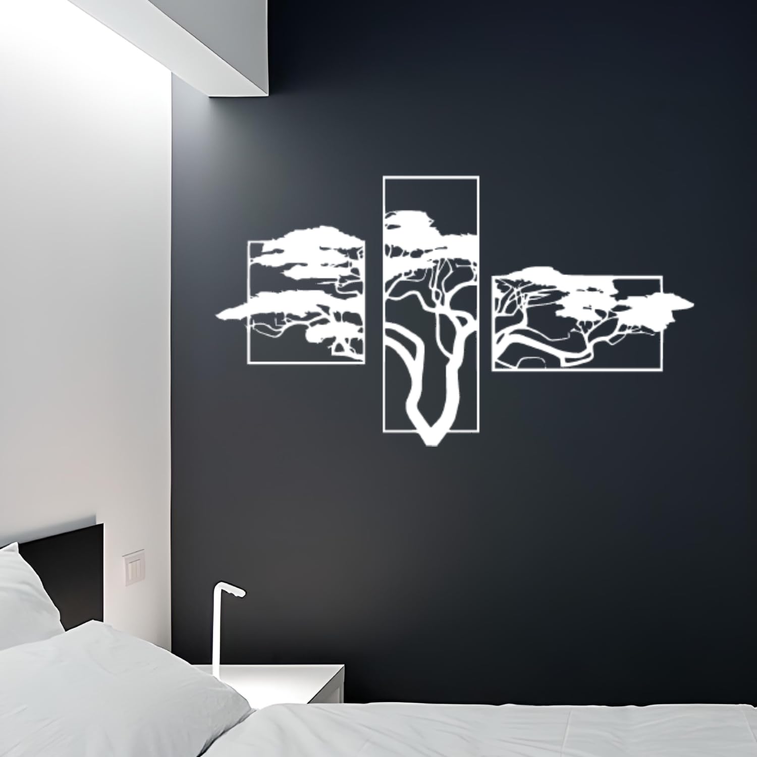 Décoration Murale Arbre De Vie En Métal Noir - Effet 3D Moderne Pour Salon, Bureau - Taille L 149cm
