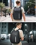 Sac à dos pour ordinateur portable pour hommes, 17.3 Sac à dos d'affaires antivol de pouce avec USB Port de recharge, sac à dos d'ordinateur imperméable Vol approuvé Carry On Travel Backpack for Work College 30L, noir