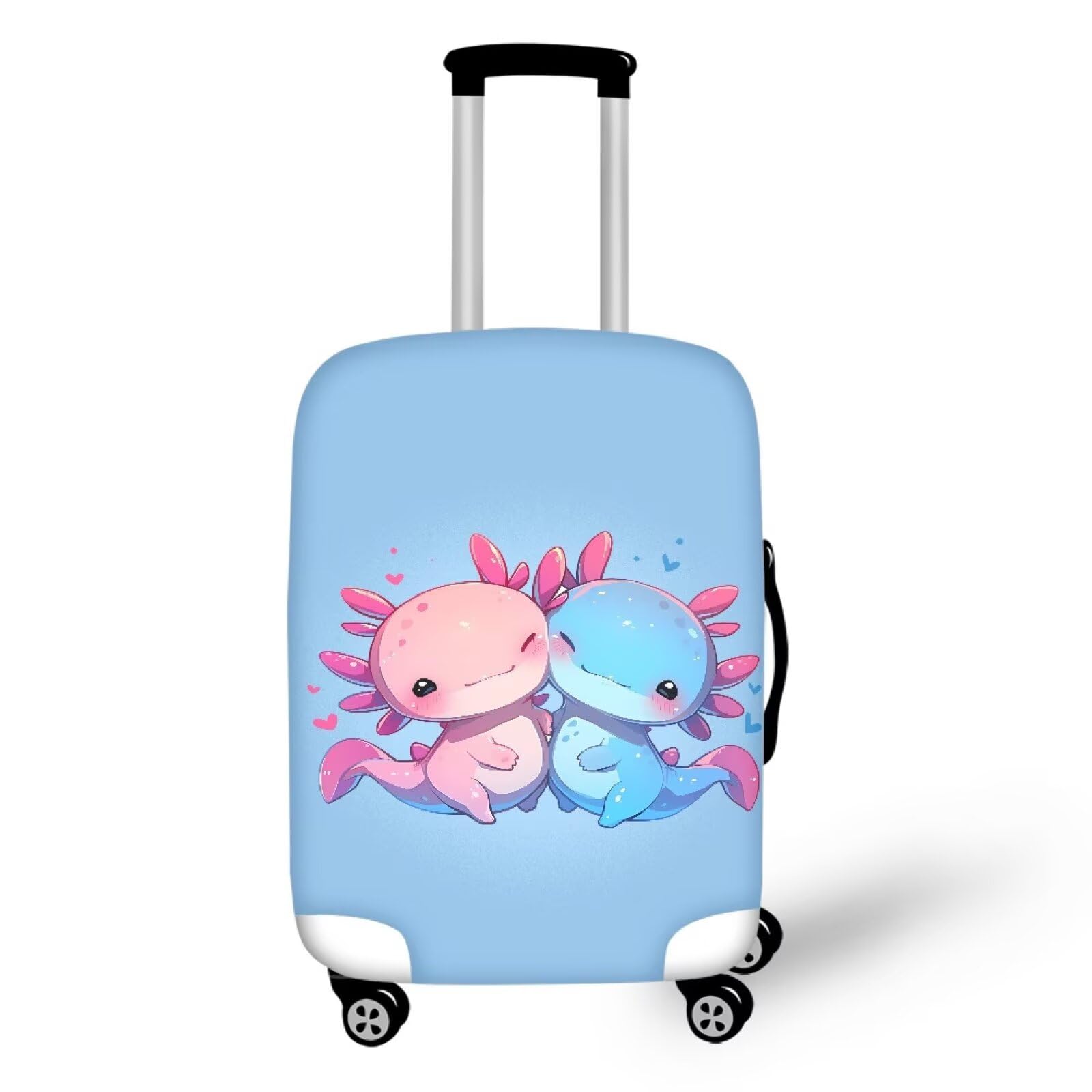 Ystardream Kawaii Axolotl Luggage Cover Suitcase Protector Blue Washable Anti Scratch Protective Sleeve Travel Accessories Baggage Wrap Fits 18-21 Inch Suitcase Covers for Luggage Essentials