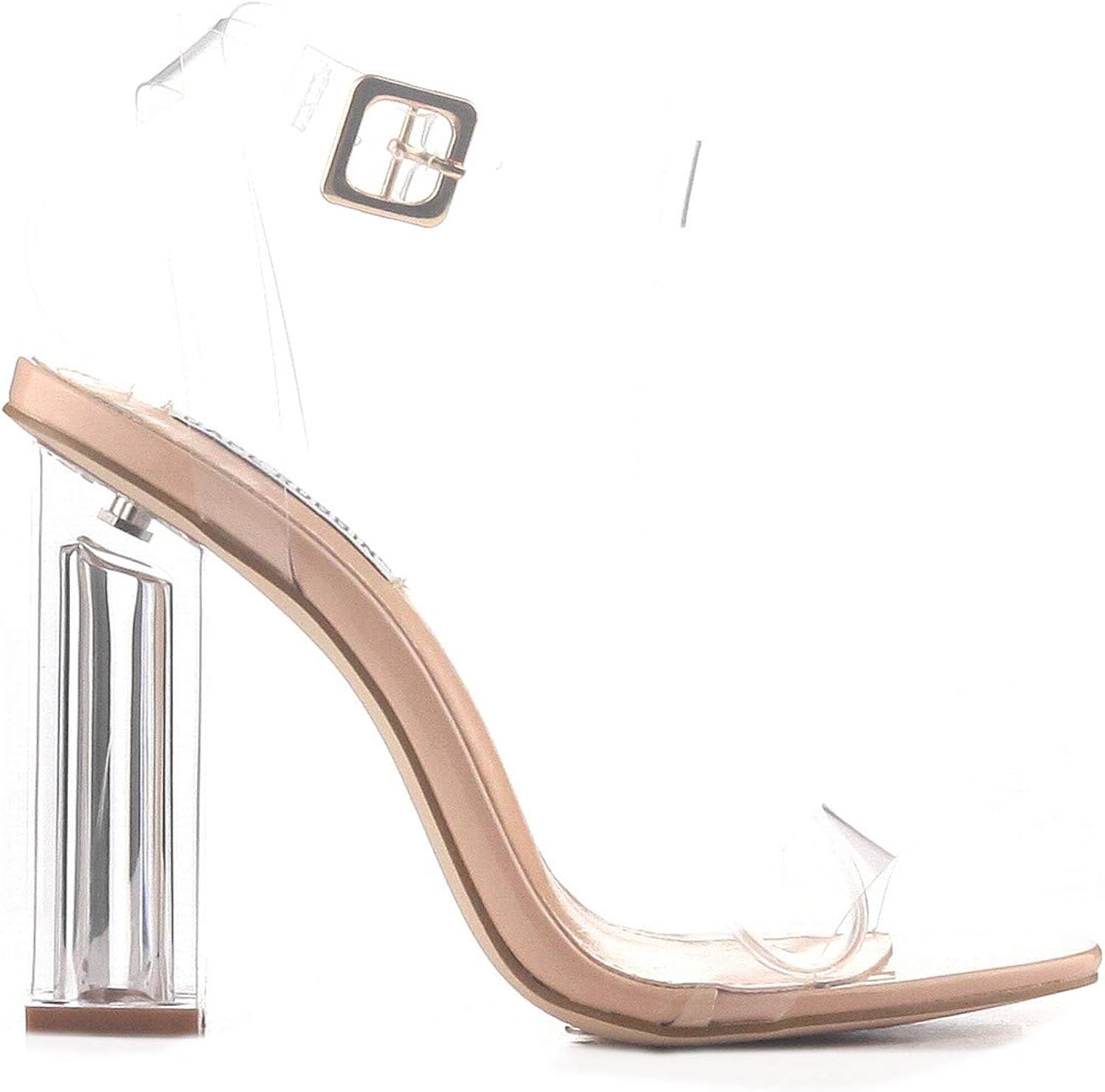 clear chunky heels size 12