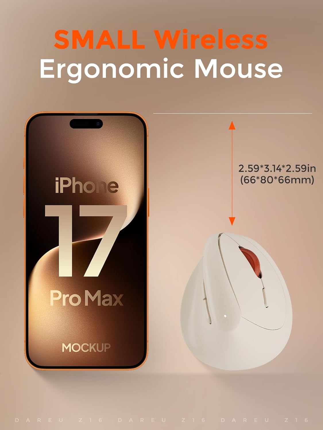 DAREU Ergonomic Vertical Wireless Mouse,2.4GHz / BT Optical Vertical Mice with Ergo Design for Comfort and Reduced Wrist Strain,3 Multi-Device Connectivity for Computer/PC/Laptop, Suit for Small Hand off white