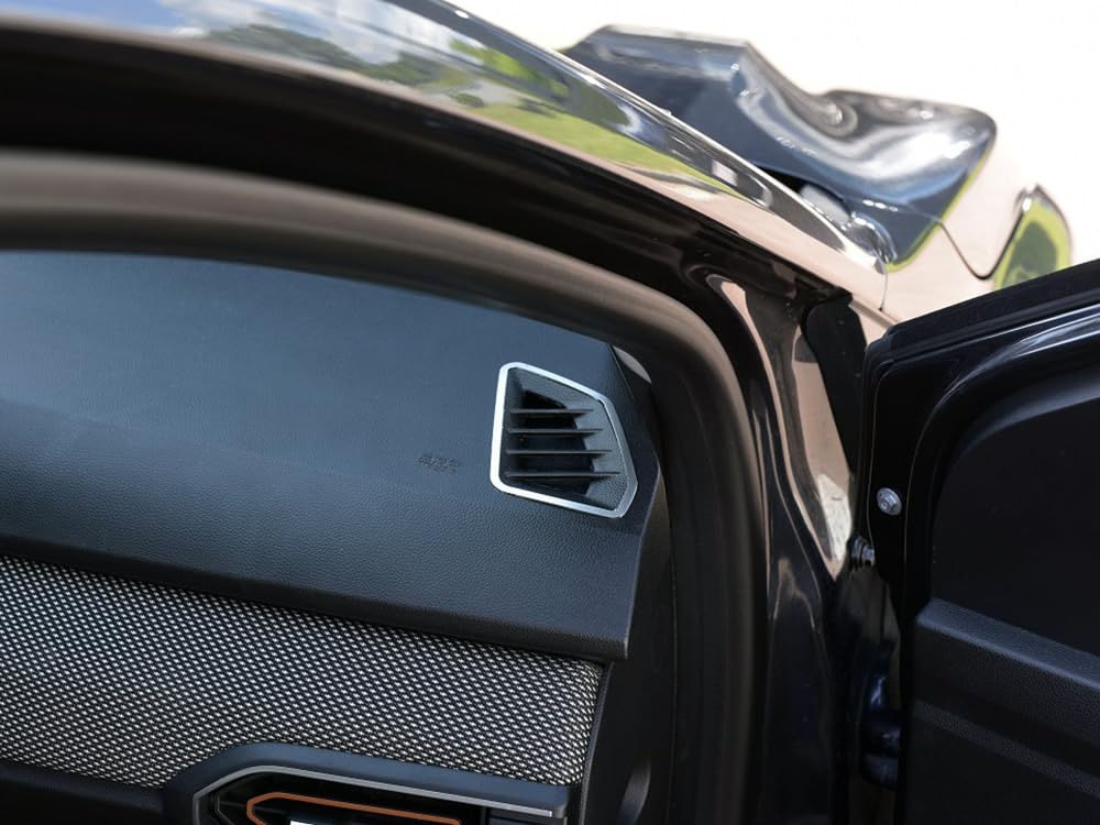 Copertura In Acciaio per 2021+ Sandero/Sandero STEPWAY/Jogger | 2 pulsanti | 1 Pezzo Inox Targa Decorazioni Cornice Metallo Spazzolato Interni Accessori Tuning