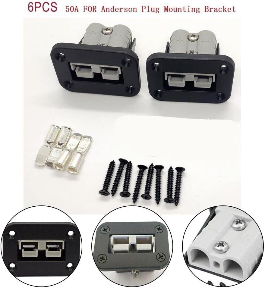 6PCS 50Amp Mounting Bracket Panel Cover Compatible With Anderson Connector Plug Flush Mount