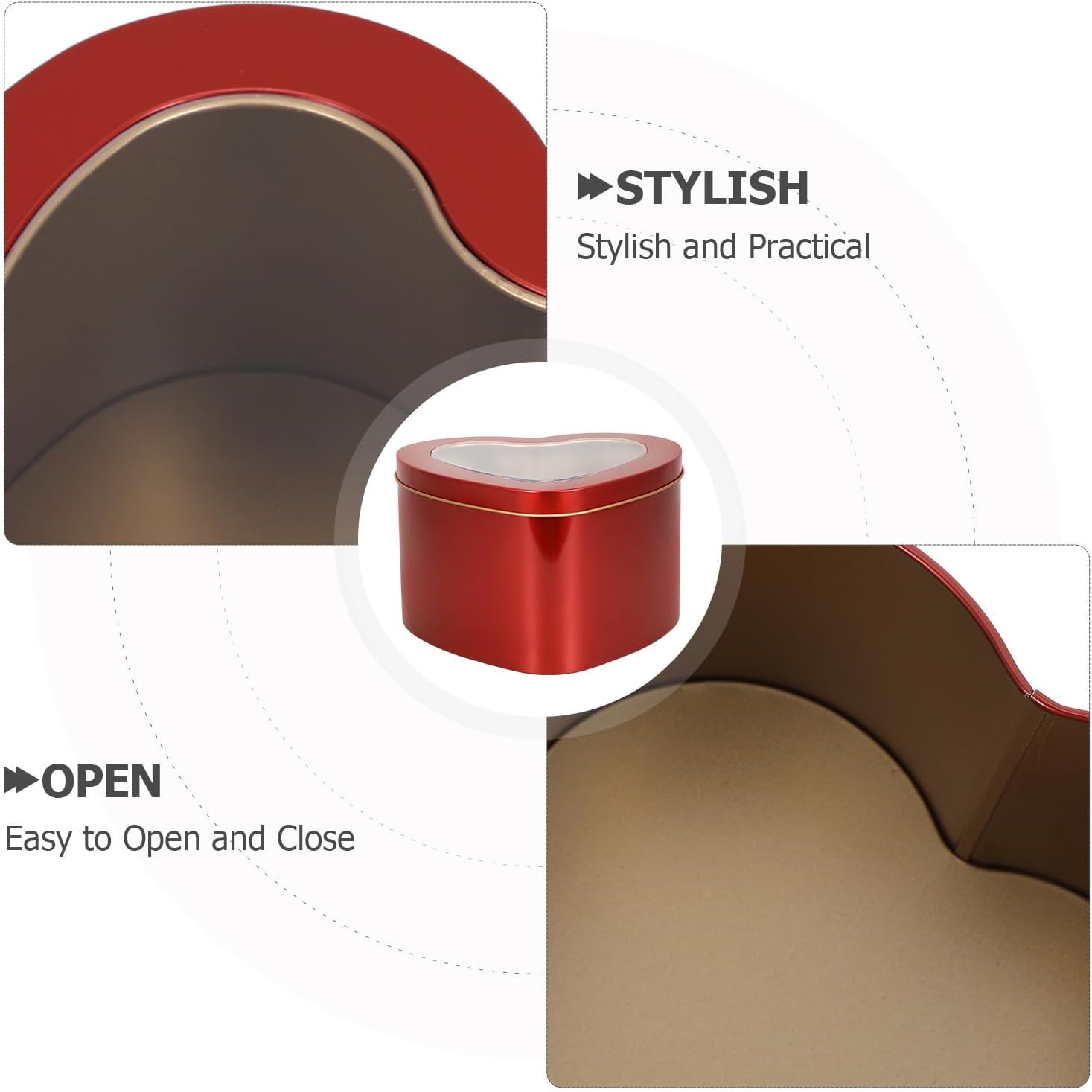 Alipis Candle Making Heart Shaped 2pcs Metal Tin with Window Lid | Tinplate Construction, Red Finish, Easy Open and Close, Secure Storage for Wedding Favors and Housewarming Use